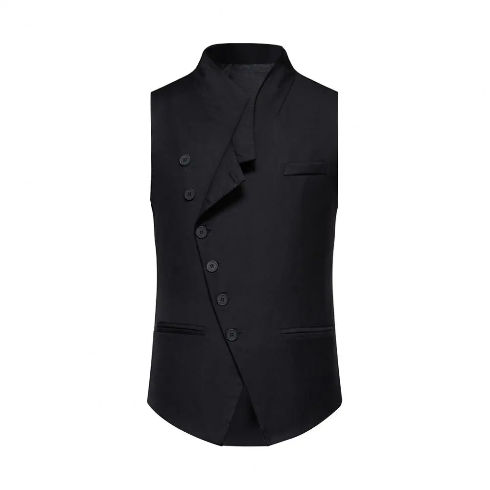 

Men Solid Color Waistcoat Single Breasted Business Waistcoat Men's Slim Fit Sleeveless Wedding Waistcoat with Sloping for Party