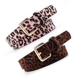 2023 Trendy Belt Women's Metal Buckle Pu Belt Leopard Pattern Horse Mane Belt Rose Gold Fashionable Fashion