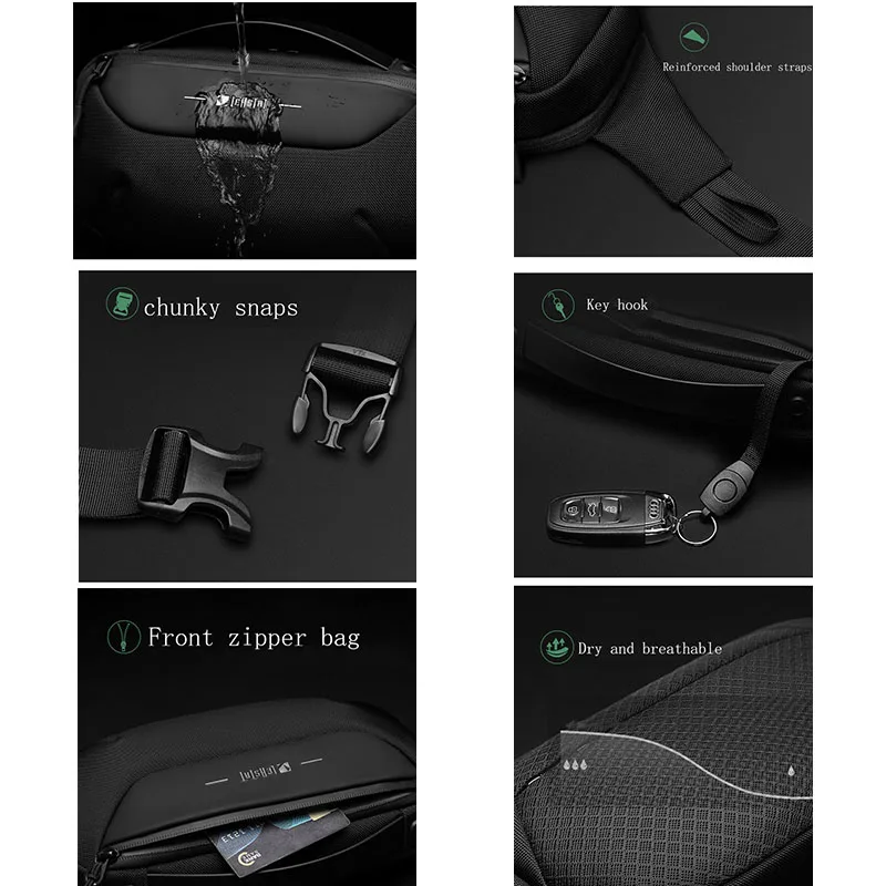 Men Multifunction Shoulder Bag Fashion Waterproof Travel Pack Messenger Crossbody Sling Chest Bag Pack For Male Women Female