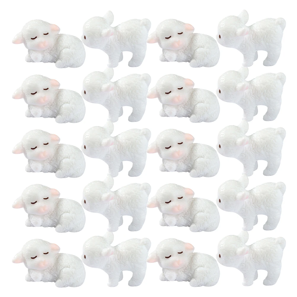 

20pcs Figurines Resin Lamb Statues Desk Mini Cute Sheep Decor Sheep Figures Ornaments Home Office Decor Small Presents