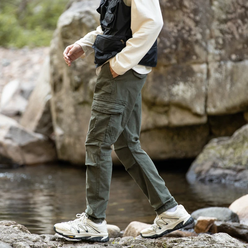 2025 جديد العلامة التجارية الأمريكية العصرية الرجال السراويل العمل غير رسمية مرونة الخصر مستقيم الساق متعددة كيتس الشباب السراويل الطويلة #5