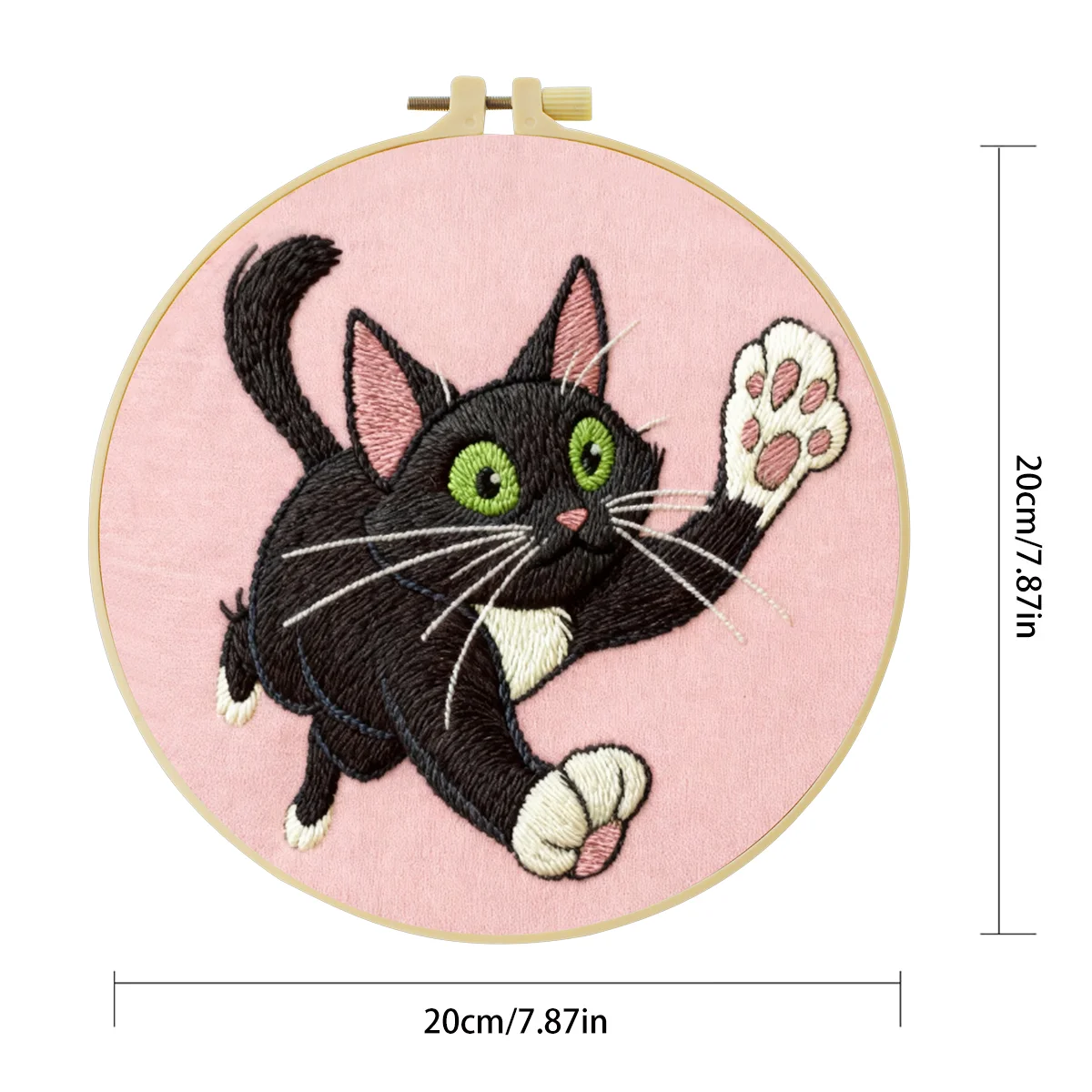 1 Stück 20X20CM/15X15CM 7,87/6,3 Zoll Katzen-Stickerei-Starter-Kit DIY-Kit DIY-Stickerei-Set Handarbeiten Malerei Nadelkunst – Detail 3