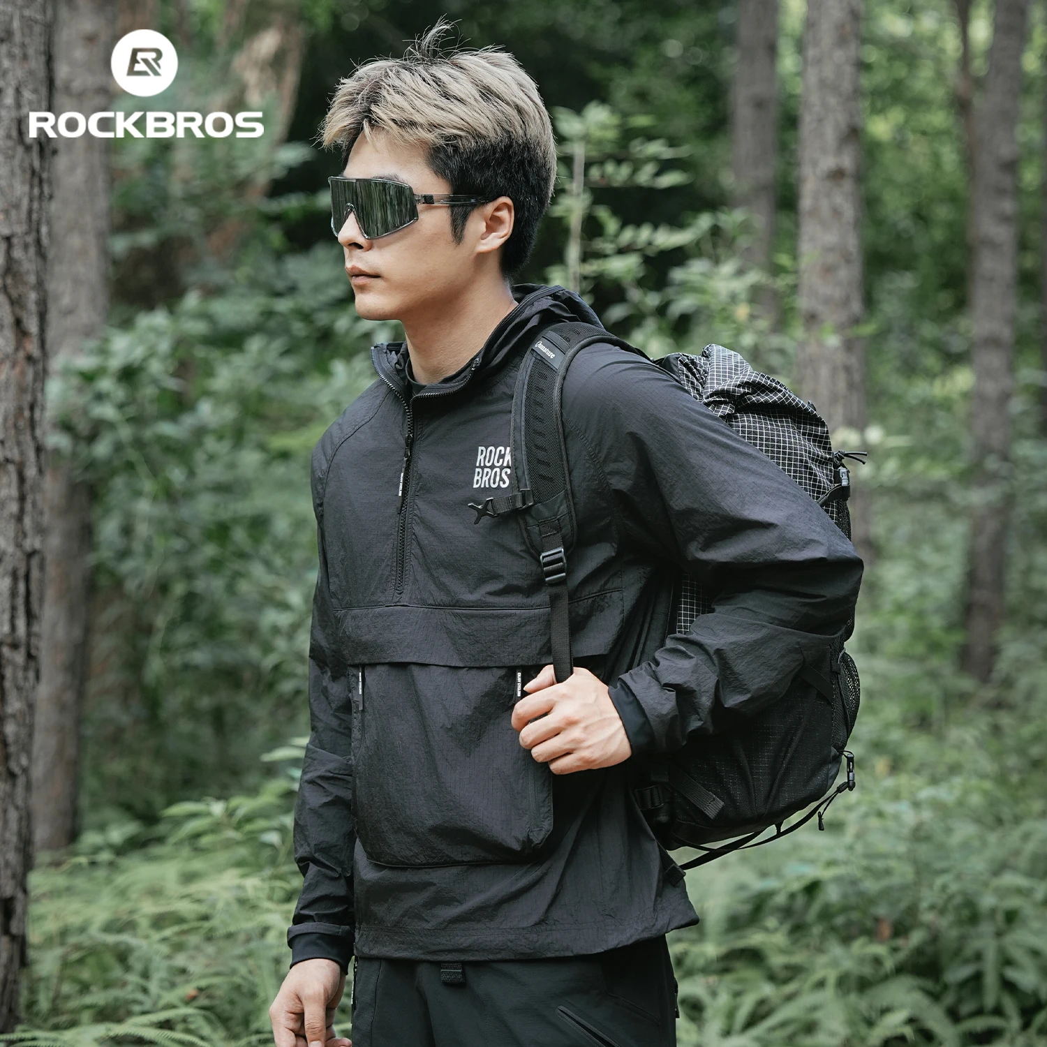 

ROCKBROS Cycling Jacket Outdoor Hiking Fishing Waterpoof Jacket Quick Dry Breathable Detachable Pocket Jacket Cycling Equipment
