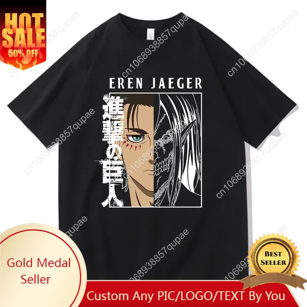 Anime Attack on Titan T Shirt AOT Eren Yeager Graphic Print Clothes Tops Fashion  Cotton Short Sleeve Tshirt Women Men