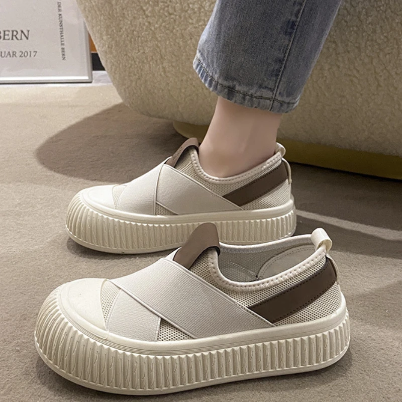 Women Shoes Sneakers New Breathable Mesh Surface White Female Student Thick Sole Platform Casual Board Shoe All-match