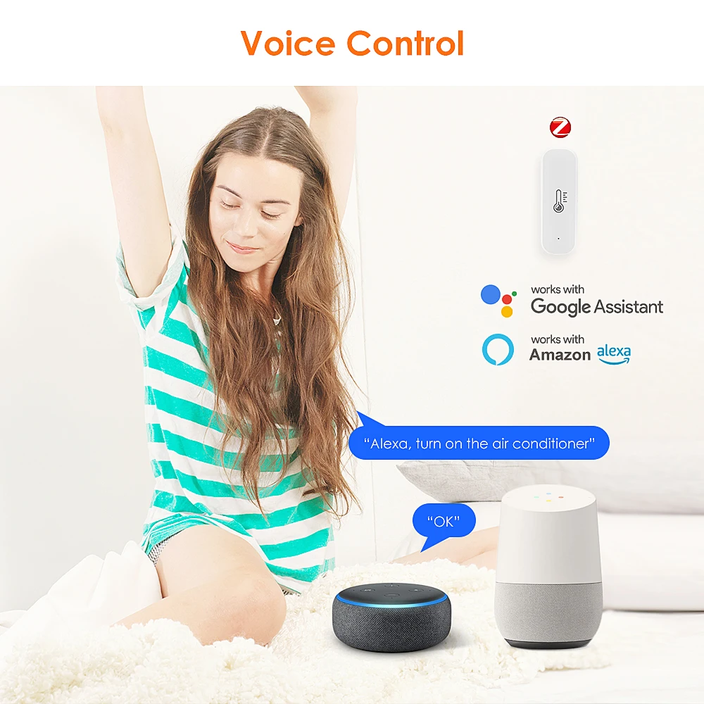 Tuya Smart WIFI ZigbeeTemperature And Humidity Sensor Indoor Hygrometer Thermometer Smart Life Control Via Alexa Google Home