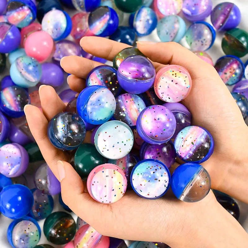 10Pcs 32mm Starry Planet Jumping Bouncy Ball Toy Rubber Elastic Ball Stress Relief Toys For Kids Birthday Party Favors Gift Toys