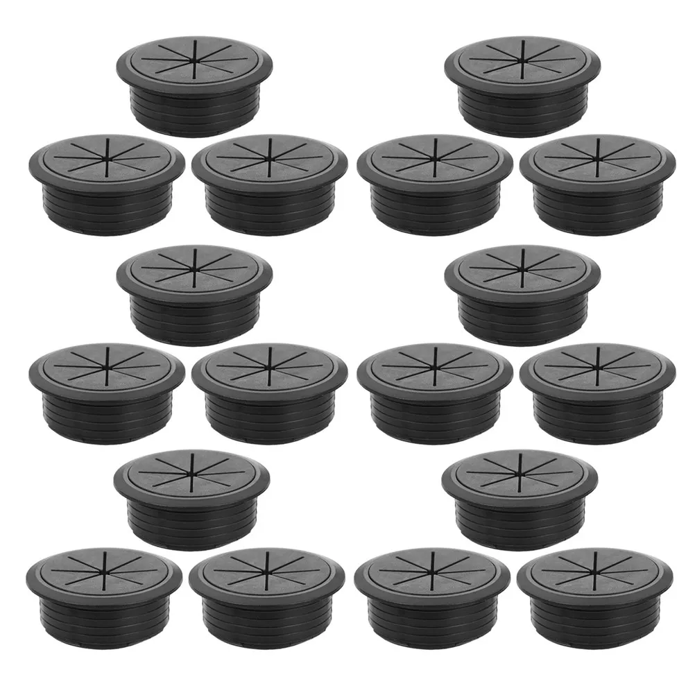 20Pcs Round Cable Hole Plug Desktop Cord Grommet ABS Rubber Construction for Desk Wire Management Tidy Workspace Cable Grommet
