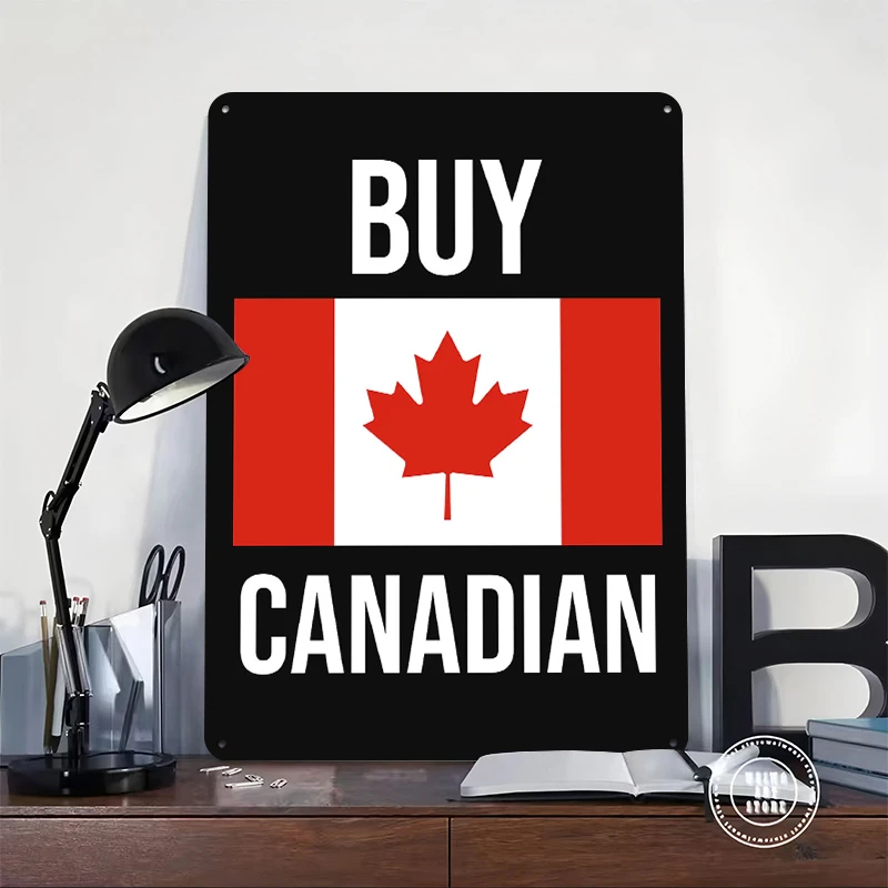 Buy Canadian Flag Design Maple Leaf Metal Poster Customized Wall Art Retro Vintage Metal Signs for Man Cave House Decor Room