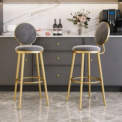 Library Reinforce Bar Chair European Velvet Reinforce Round Kitchen Island Bar Stool Lounge Sillas Para Comedor Home Furniture