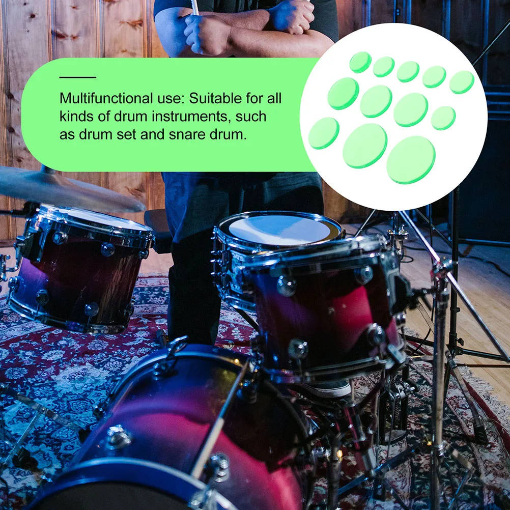 

24 Pcs Snare Drum Mute Pad Damper Practice Dampener Dampeners Green Dampening Pads Head