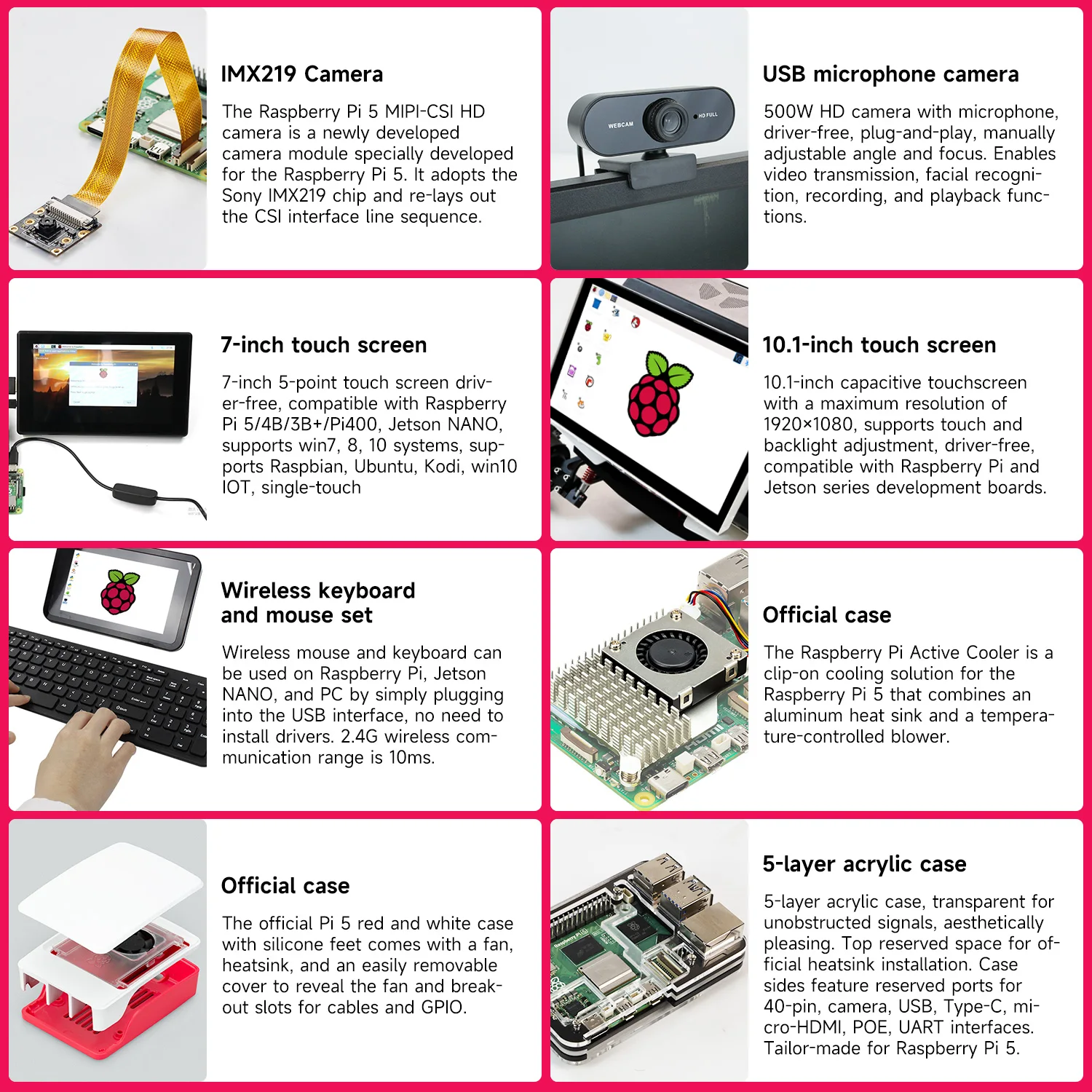 Raspberry Pi 5 Accessories Complete Full Kit Latest New RPI5 Case Cooling Fan Cooler Without 4GB 8GB Arm Development Board