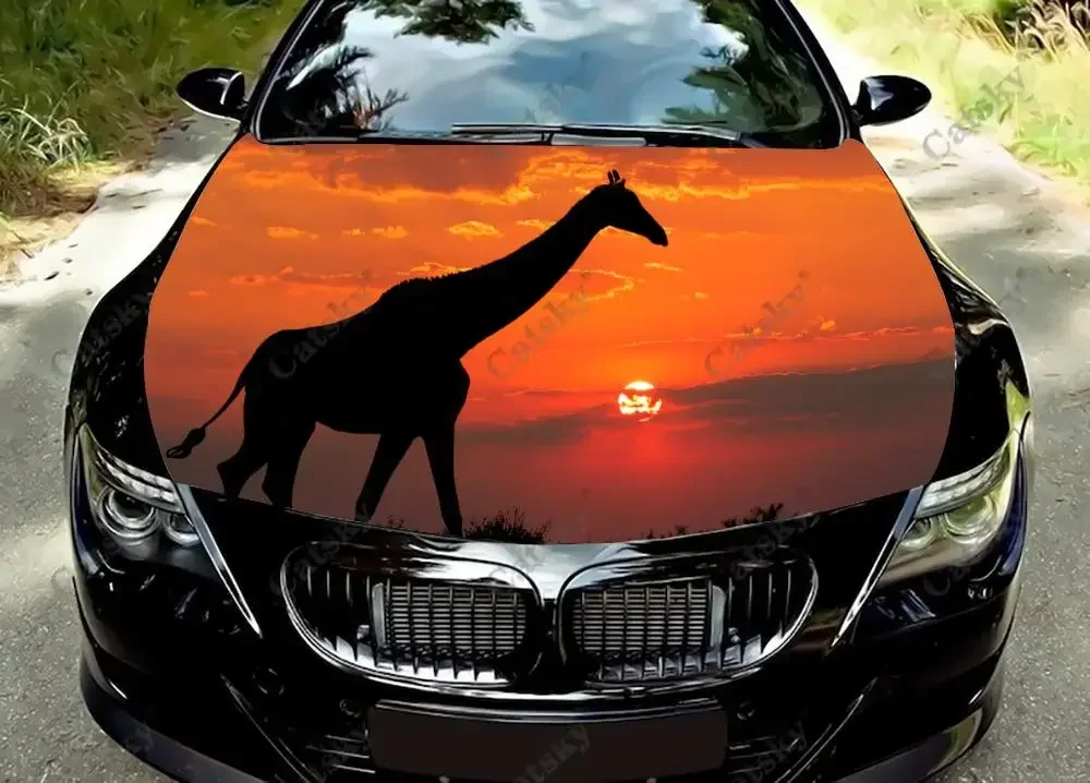 Animal Giraffe Car Hood Wrap Color Vinyl Sticker Decal Truck Graphic Bonnet Decal Custom Car Decoration Stickers