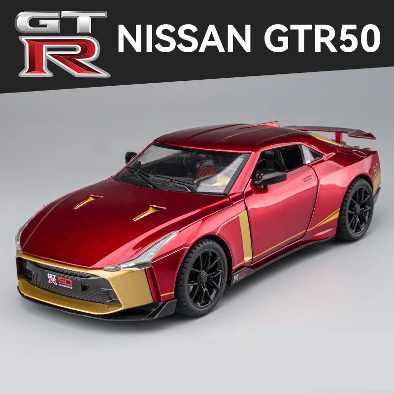 1:24 Skyline GTR-50 Legierung Sport Auto Modell Diecast Metall Racing Auto Fahrzeug Modell Simulation Sound Licht Sammlung Kinder Spielzeug Geschenk