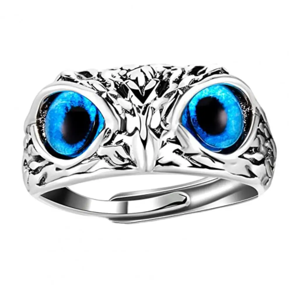 Couple Ring Ultralight Owl Ring with Big Eyes for Women Men Simple Style Engagement Wedding Band Jewelry Gift for Cute