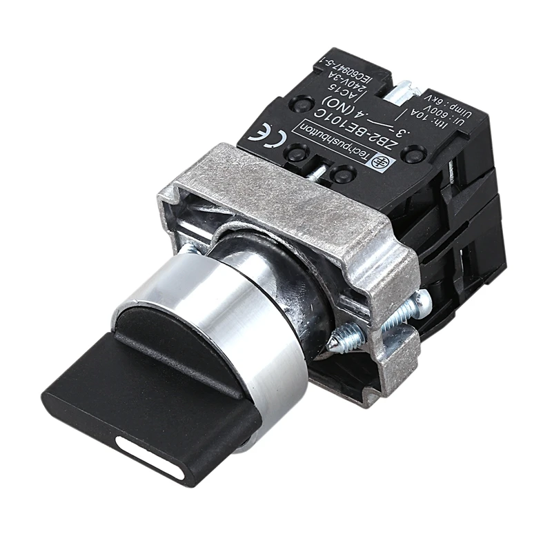 22mm Latching 2 NO 3-Position Rotary Selector Select Switch ZB2-BE101C Black
