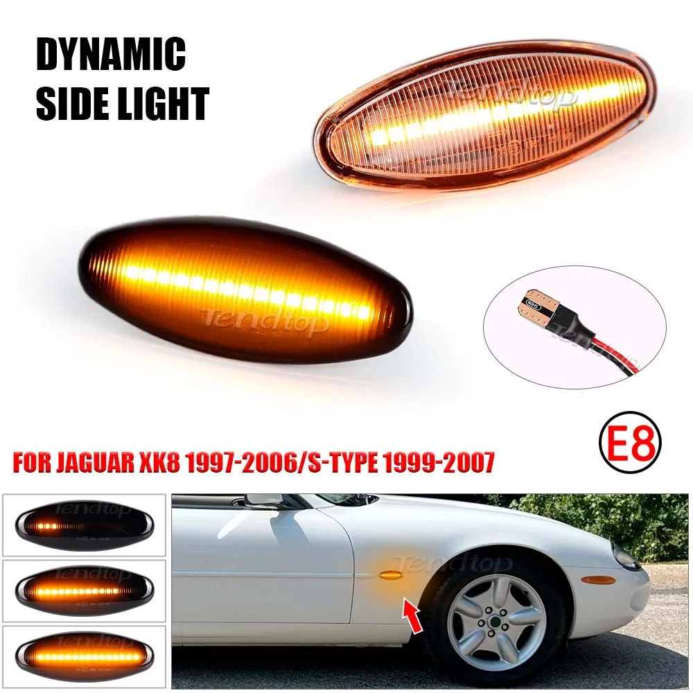 LED Dynamic Repeater Turn Signals Side Marker Light For Jaguar S-Type 1999-2007 XK8 XKR 1996-2005 XJ X350 2003-2006