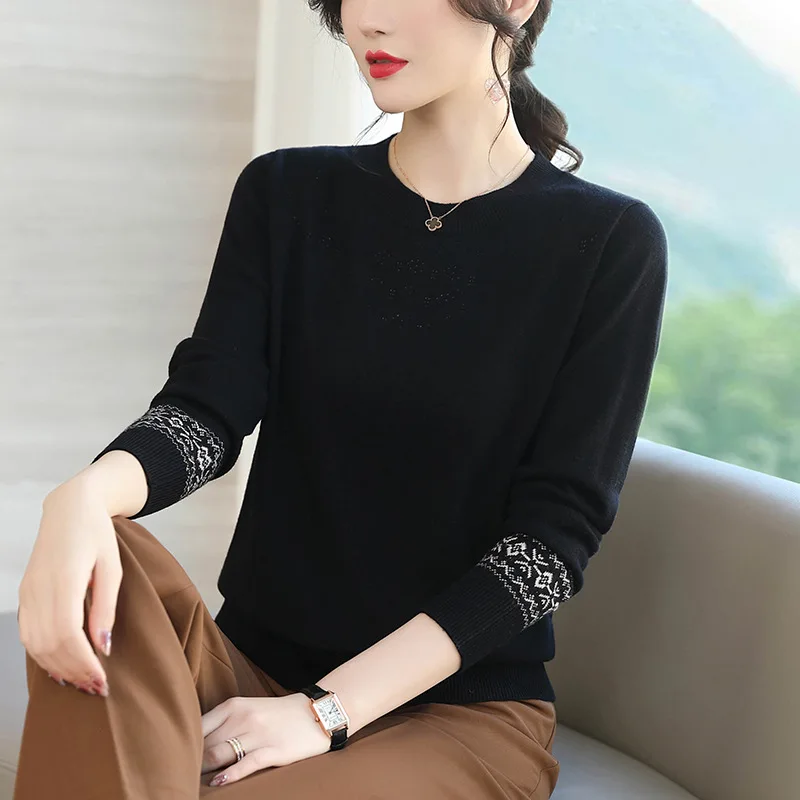 

Women Sweater Autumn Winter O-neck Warm Knitwear Top Korean Casual Solid Bottoming Shirt Fashion Knit Pullovers Sweater Female