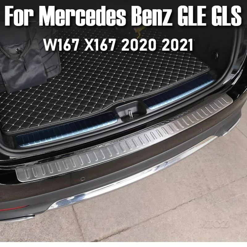 لمرسيدس بنز GLE GLS الفئة W167 X167 2020 2021 الفولاذ المقاوم للصدأ الخلفي خارج المصد الغطاء الواقي اكسسوارات السيارات