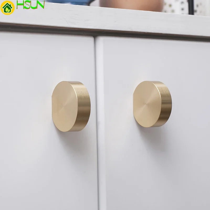 1 PC Unique Solid Brass Cabinet Knob Handle Dresser Knobs Gold Brass Drawer Pulls Handles Modern Simple Knob Kitchen Knobs