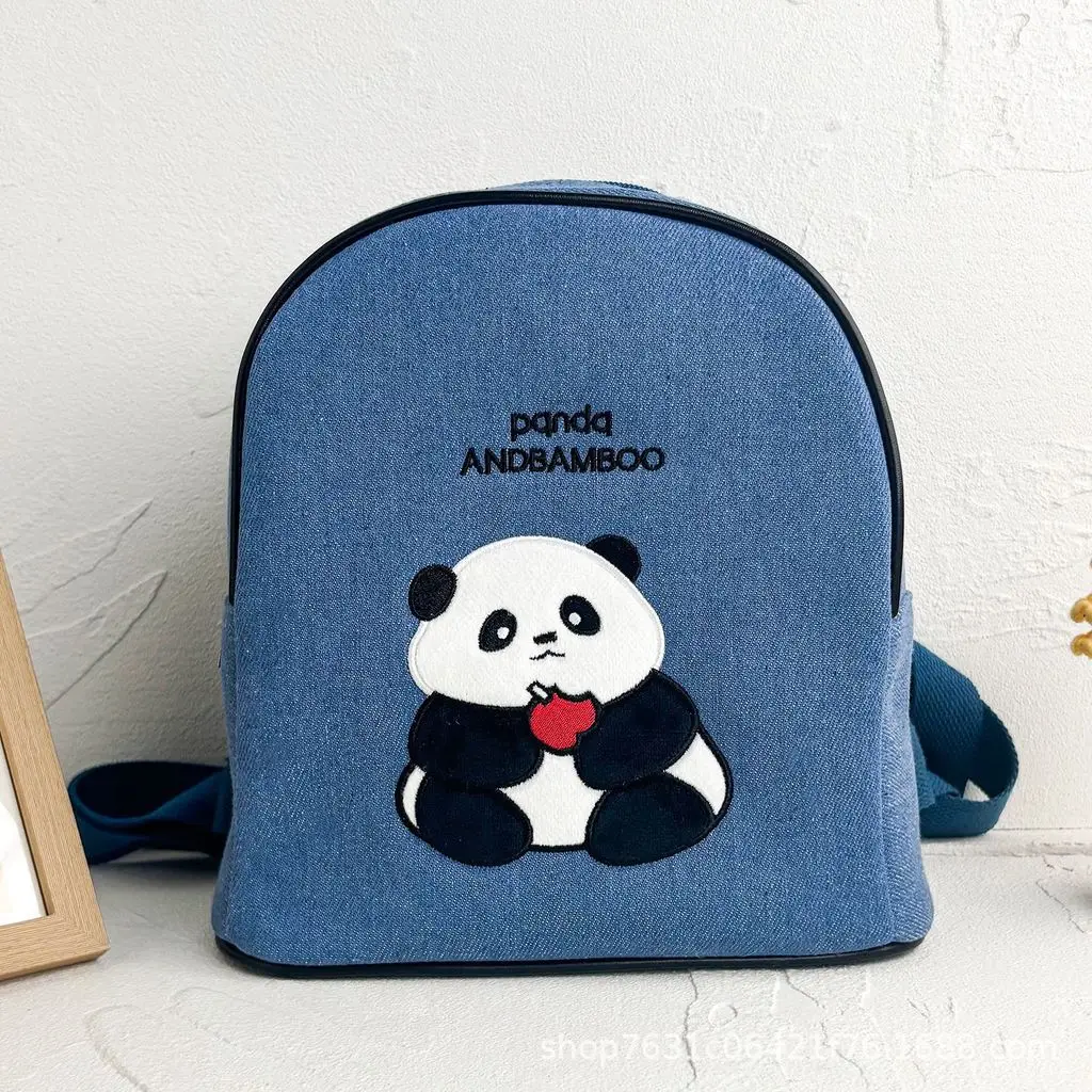 Kids Backpack Cute Panda Embroidery Lightweight Portable Casual 2026
