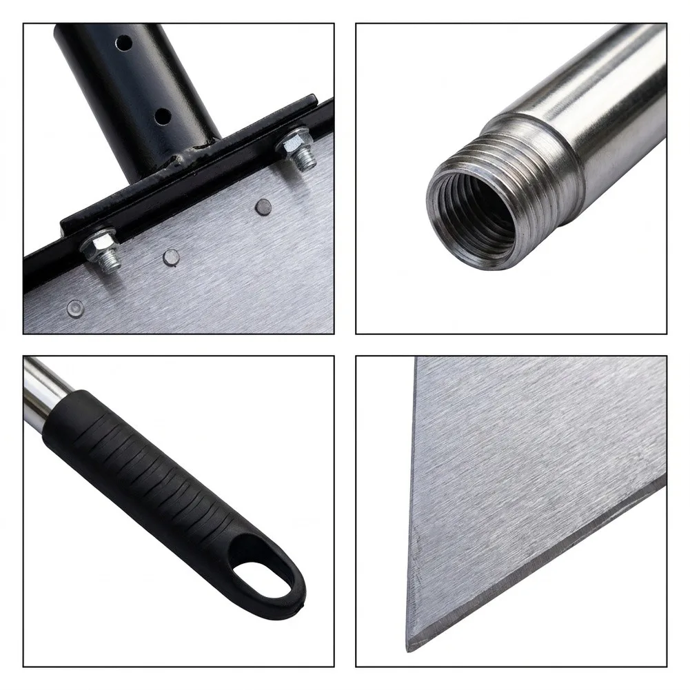 160cm Adjustable Stainless Steel Garden Scraper With 32cm Blade For Snow Ice-Weed Removal And Floor Cleaning Flat Shovel Tool