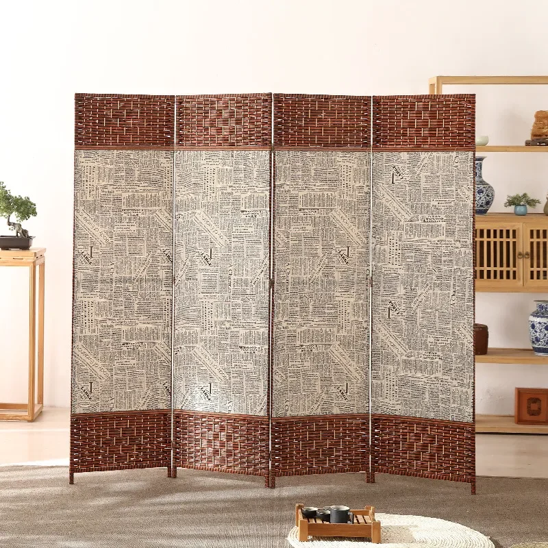 Solid Wood Fabric Screen Partition Foldable Room Divider for Home Entrance Living Room Hotel Small Apartment Self Improvement