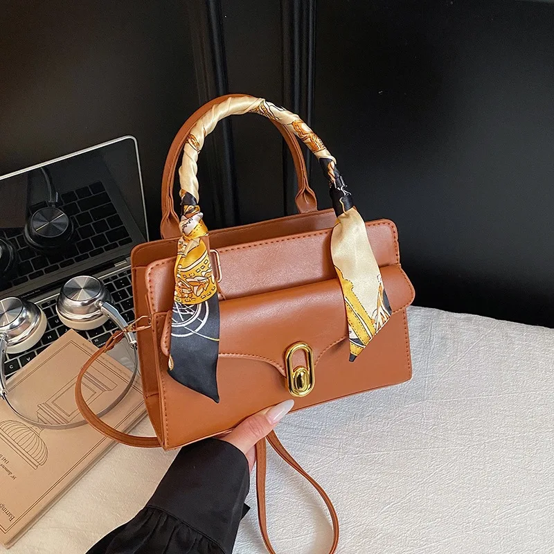 

2025 Scarf Square Bag, Vintage Top Handle Purse for Women, Minimalist Shoulder Crossbody, Chic Commuter Tote, Textured Sling Bag