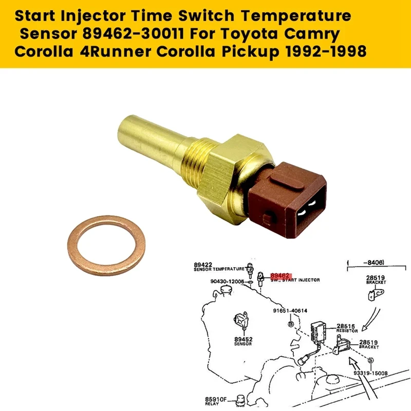 車のインジェクタータイムスイッチ,温度センサー,トヨタカムリ,カローラ4ランナー,ピックアップ,89462-30011, 1992-1998パーツ