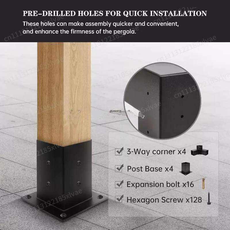 Suitable for fixing hardware of wooden frame in the back seat of terrace wooden housethree-way right angle bracket kit connector