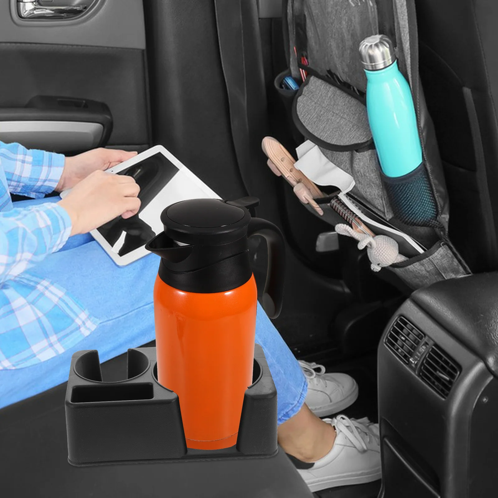 Car Cup Holder Universal Drink Bottle Organizer For Insulated Kettle Electric Bottle Anti-Slip Phone Mount Storage Rack