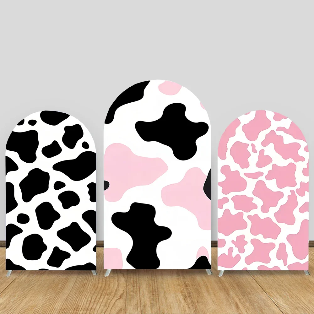 

Arch Backdrop Cover Racing Black White Checkerboard Lattice Cow Texture Birthday Party Decor Baby Shower Background