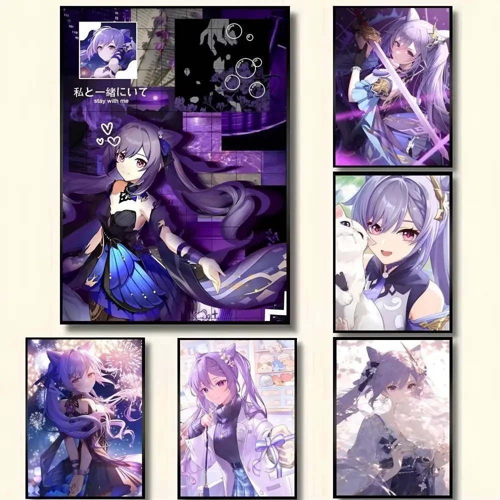 Anime Game Genshin Impact ke qing Posters High Quality Self-adhesive Wall Art Decorations Color Prints