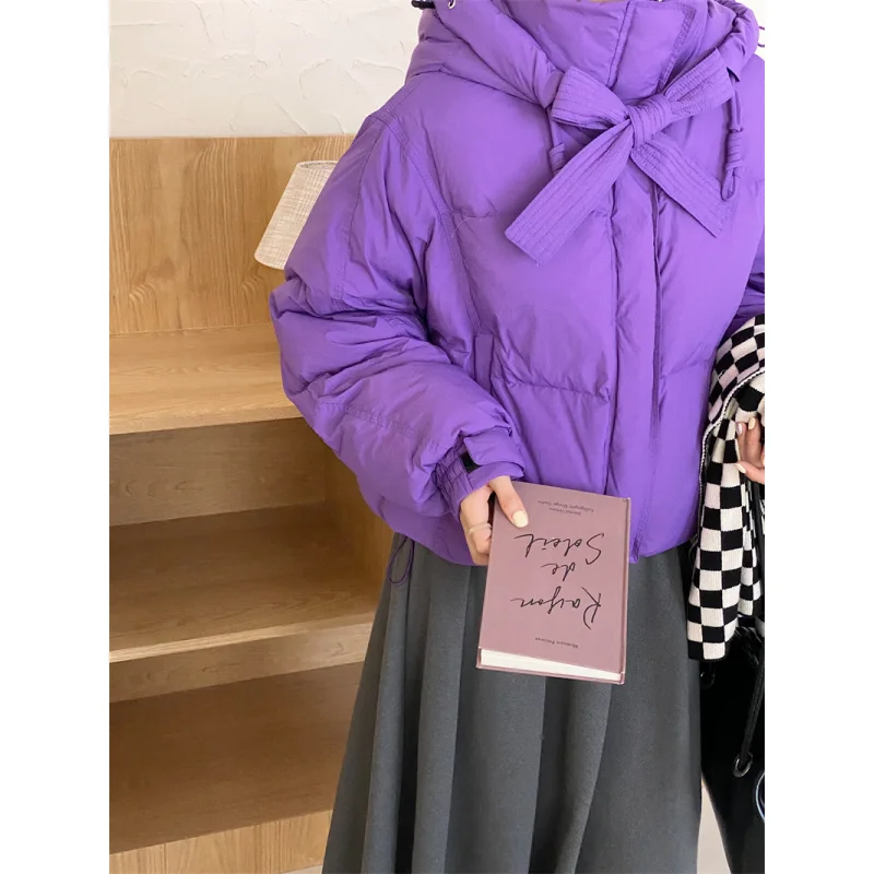 Piumino rosa da donna colletto alla coreana cappotto moda Chic antivento addensato piuma d\'anatra 2023 nuova capispalla invernale nera femminile