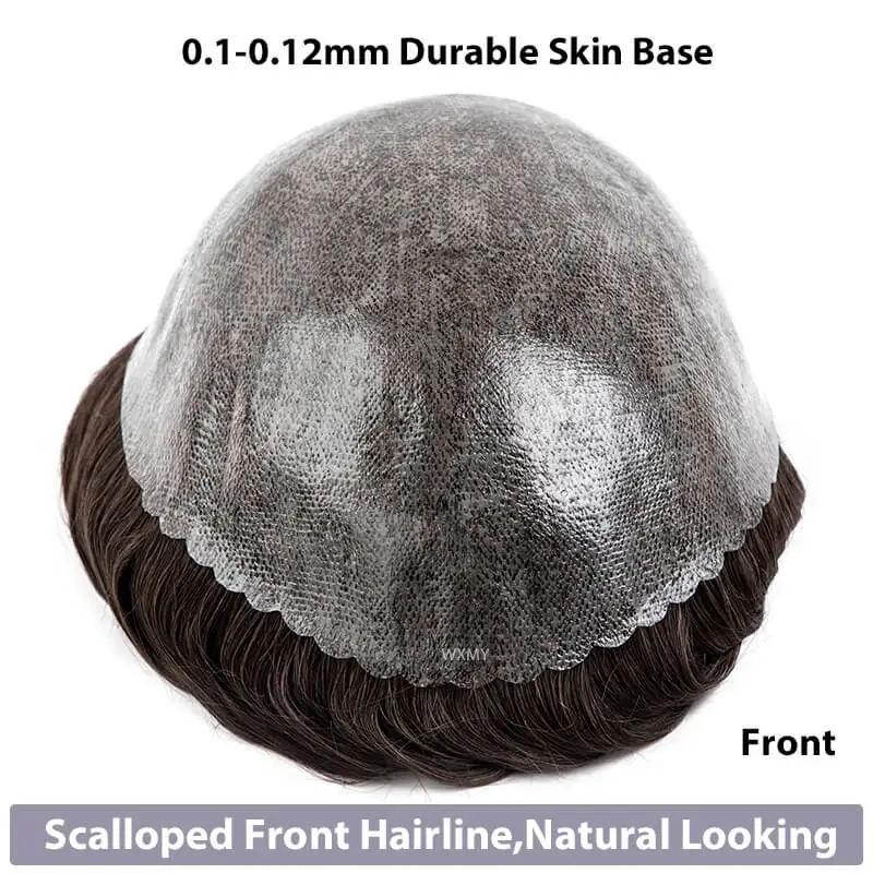 Men's Capillary Prothesis Toupee Hair Men 0.1-0.12mm Full Skin Hair Systems Indian Human Hair Man Wig 6