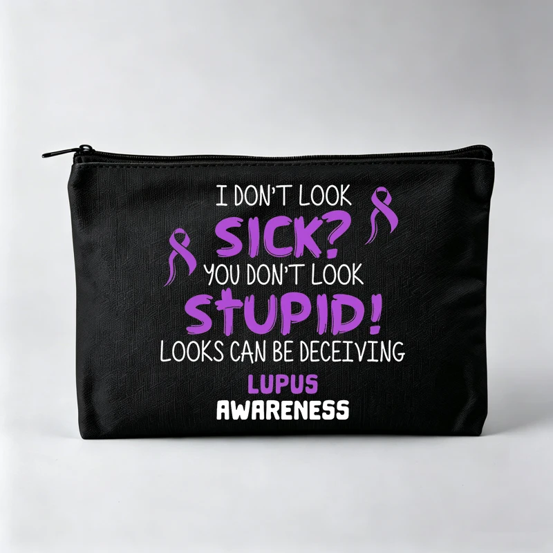 

Women's Slogan Print Makeup Bag, Casual Cosmetic Storage Pouch for Daily Use