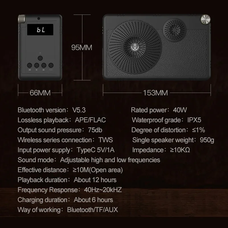 

XDOBO HIFI 2015 Portable Speaker With Shoulder Strap, 40W Vintage Rugged Wireless Speaker, Metal Outer Case, Loud Stereo Sound