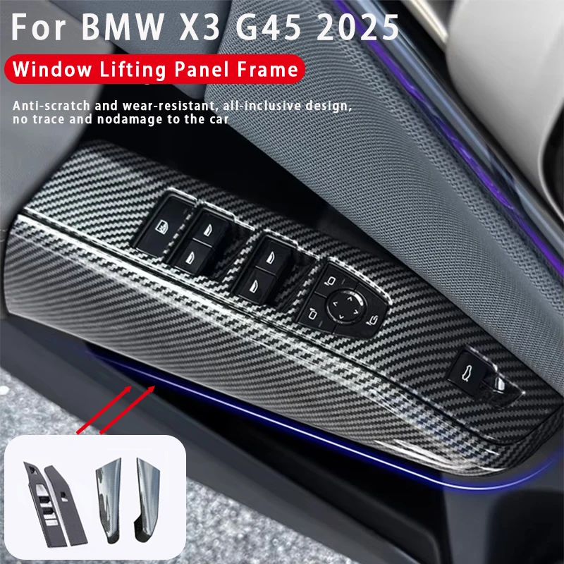 

For BMW X3 G45 2025 LHD Car Window Lifting Button Side Panel Cover Protection Plate Auto Interior Modification Accessories