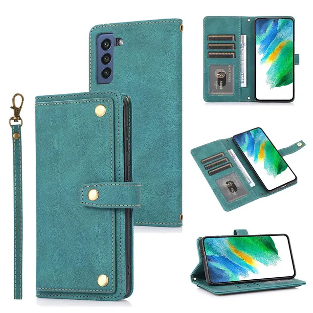 

Long Lanyard Flip Leather Case For Samsung Galaxy S25 Ultra S24 Fe S23 S22 S21 S20 Plus Note 20 10 Wallet Card Bag Cover Coque F