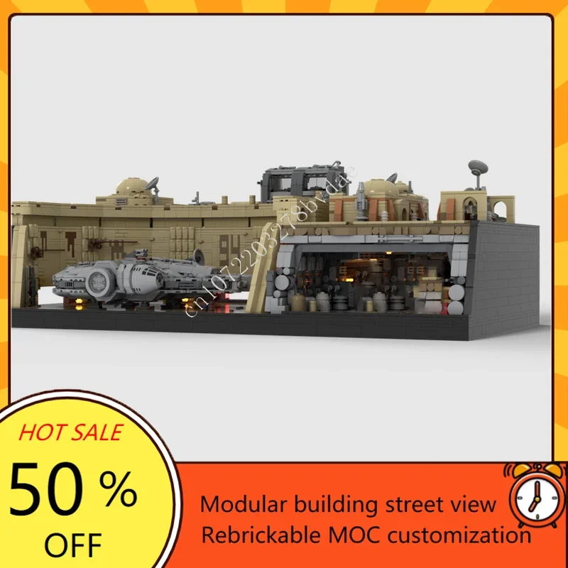 7570PCS Midi Scale Diorama Space War Military MOC SpaceShip Battle Model Docking Bay 94 Mos Eisley DIY Puzzle Christmas Gift