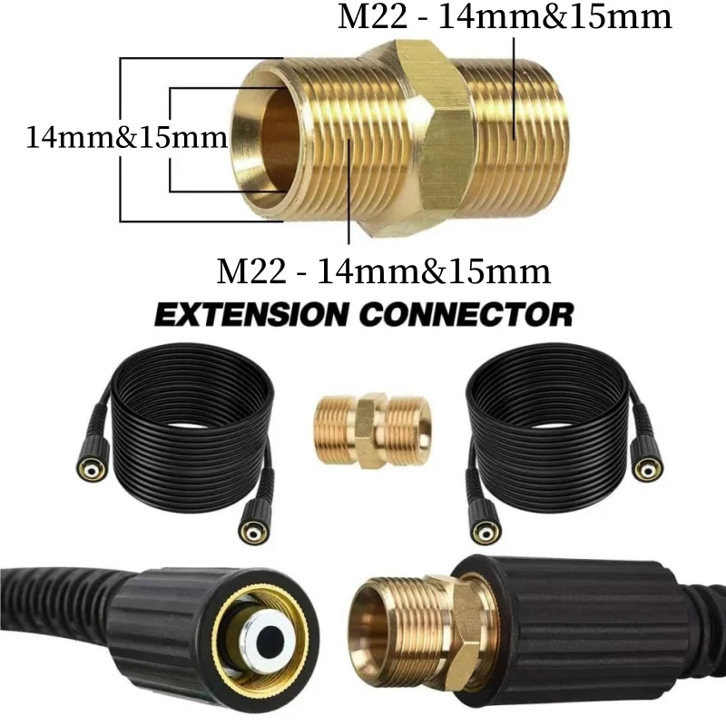 Imagem -03 - Mangueira de Máquina de Limpeza o Mangueira de Extensão de Limpeza de Água com Extensor de Latão Karcher Lavor Huter M22 Pin 14 15 de Alta Pressã