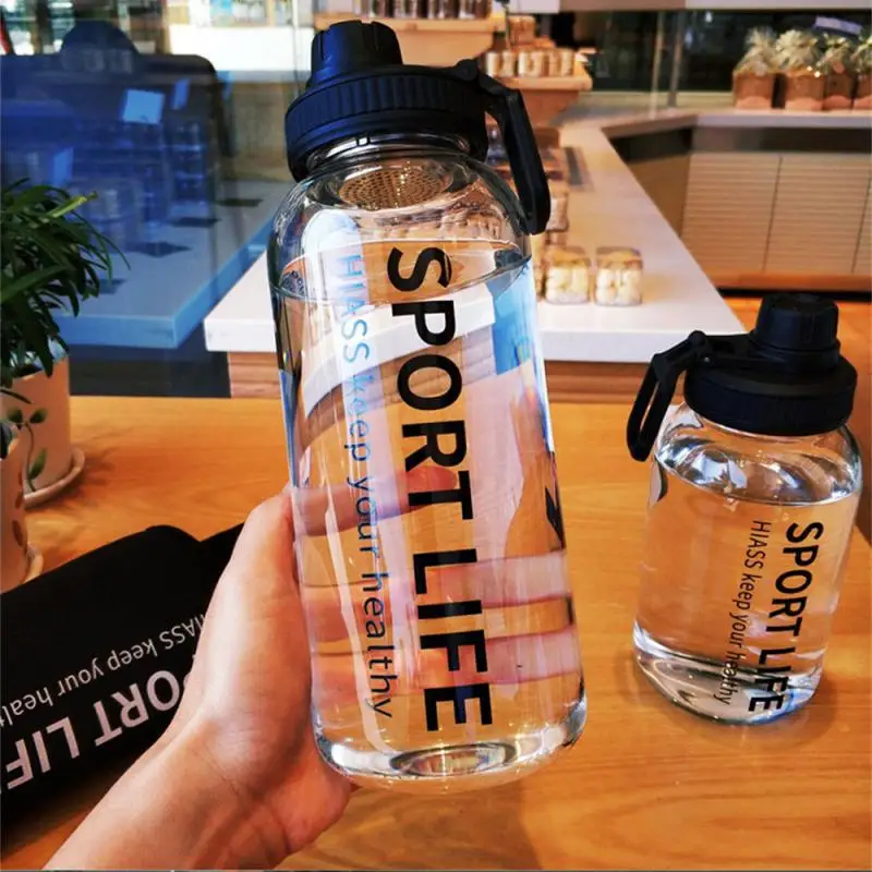 700ml/1000ml Large Capacity Portable Sport Glass Water Bottle With Filter And Bag