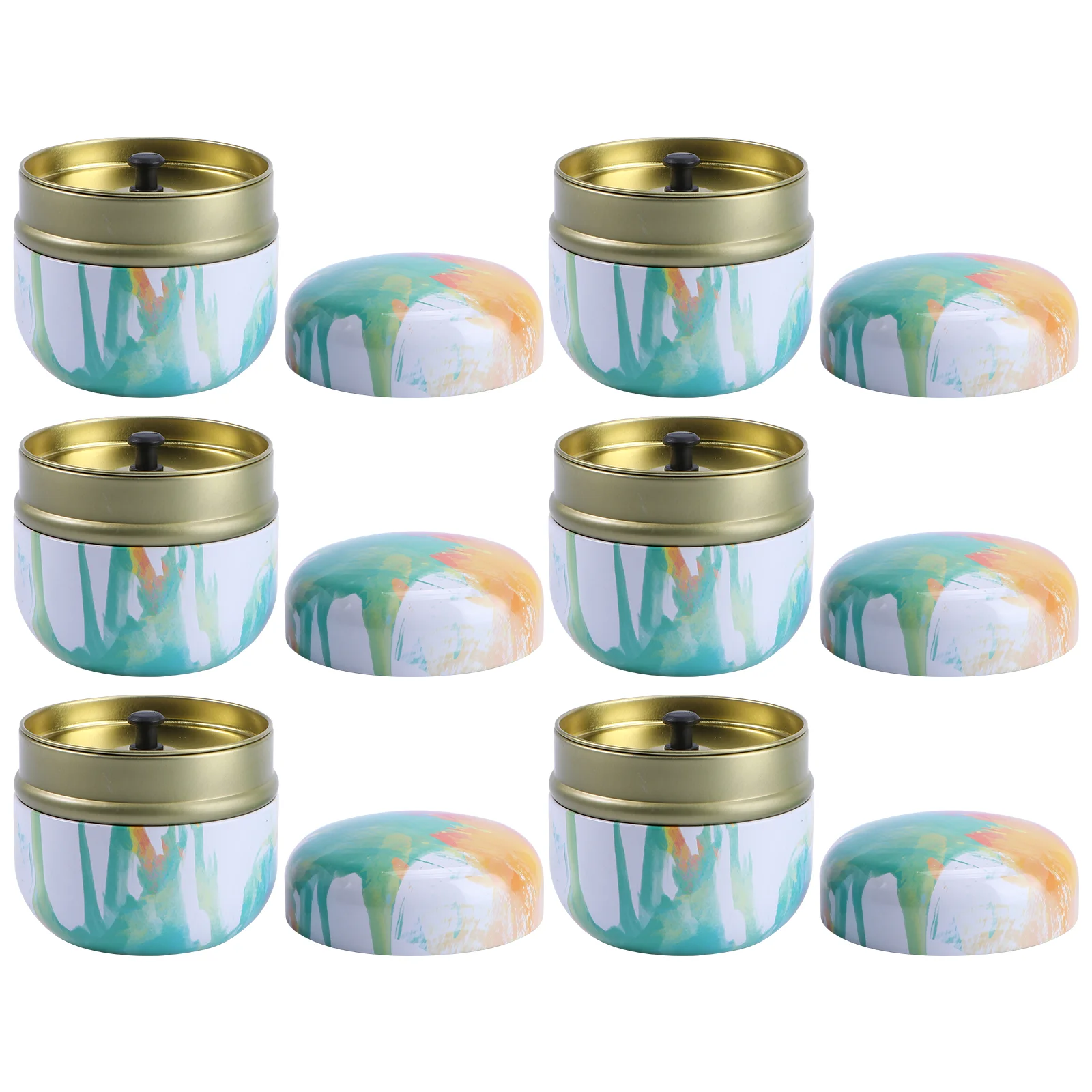 6 Pcs Candy Jar Multi-purpose Container Tea Canister Home Tea-leaf Round Tinplate Storage Waterproof