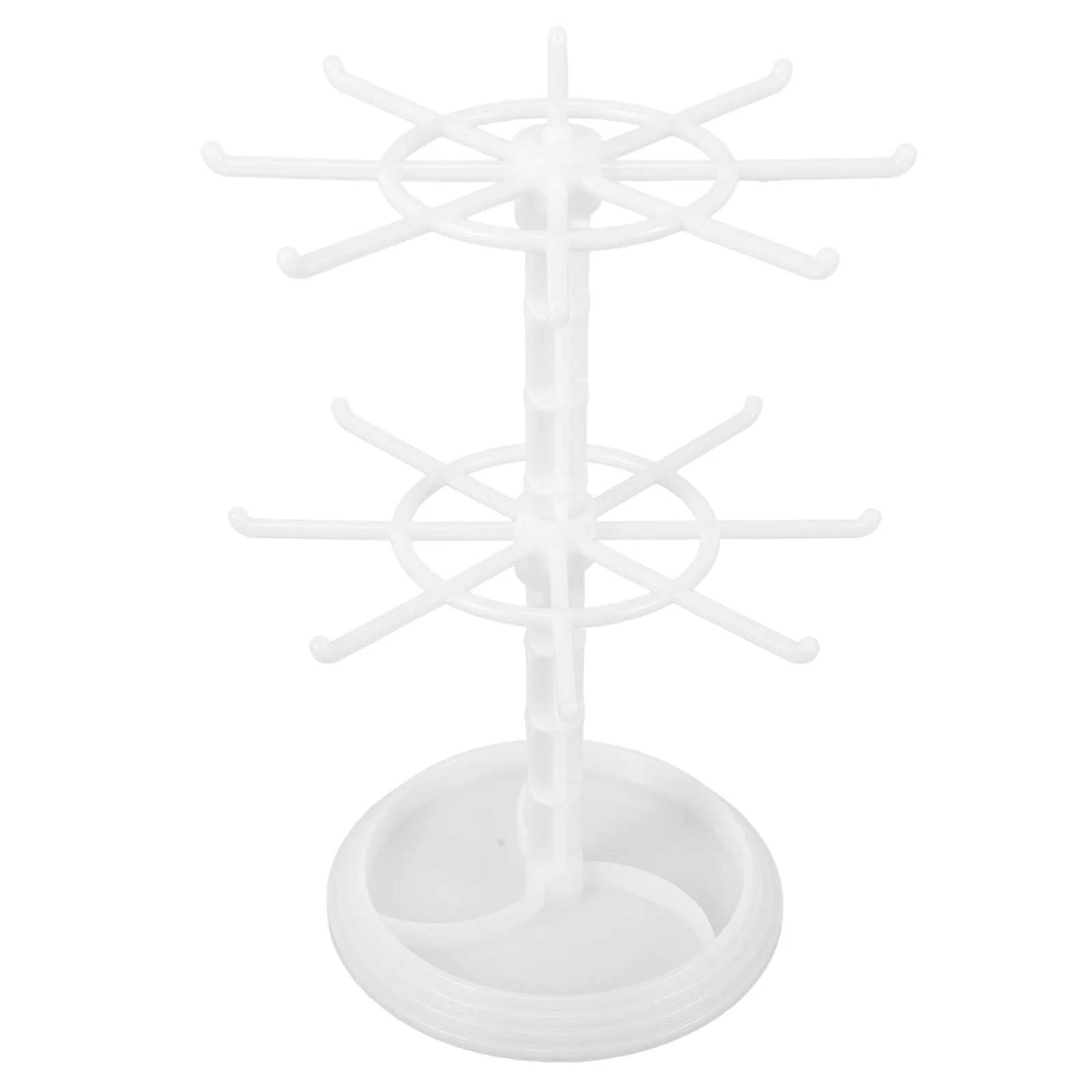 

2 Tier Rotating White Jewelry Display Stand Multi Layer Organizer for Necklaces Earrings Bracelets Ring Jewelry Holder