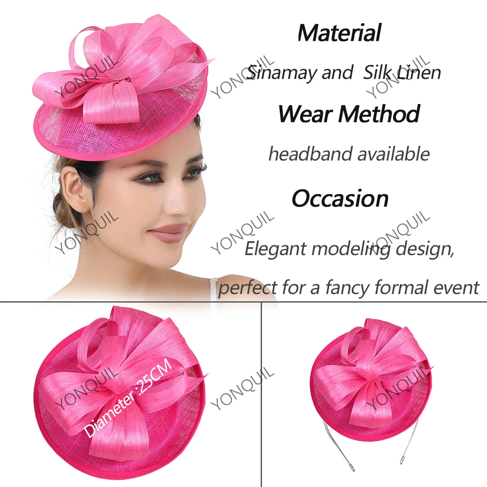 2025 New Sinamay and Silk Linen Fascinator Hat Wedding Church Headpiece Formal Event Tea Cap Kentucky Derby Race Cocktail Hat view 6