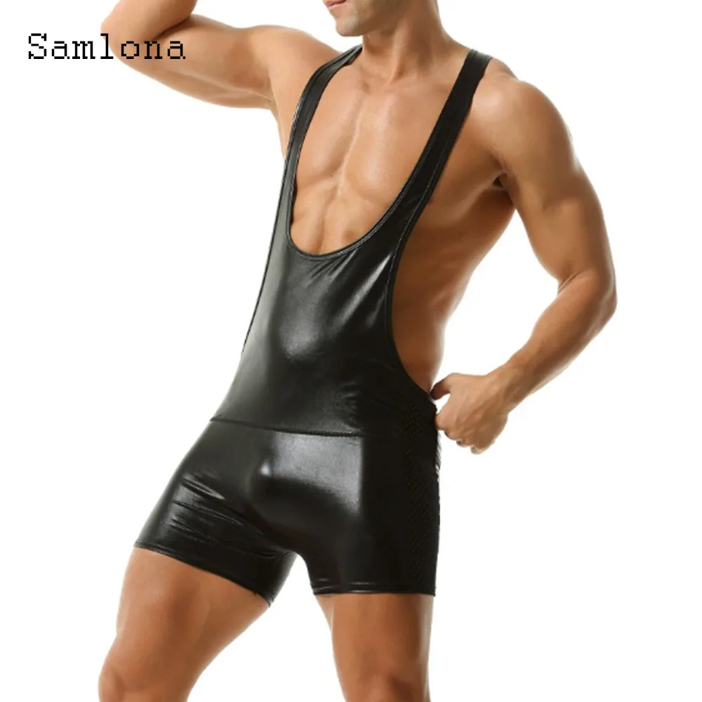 Mens Vintage Cropped Board Shorts 2025 European Sexy Patchwork Onesie Bodysuits Black Gold Classic Dance Club Tank Overalls New