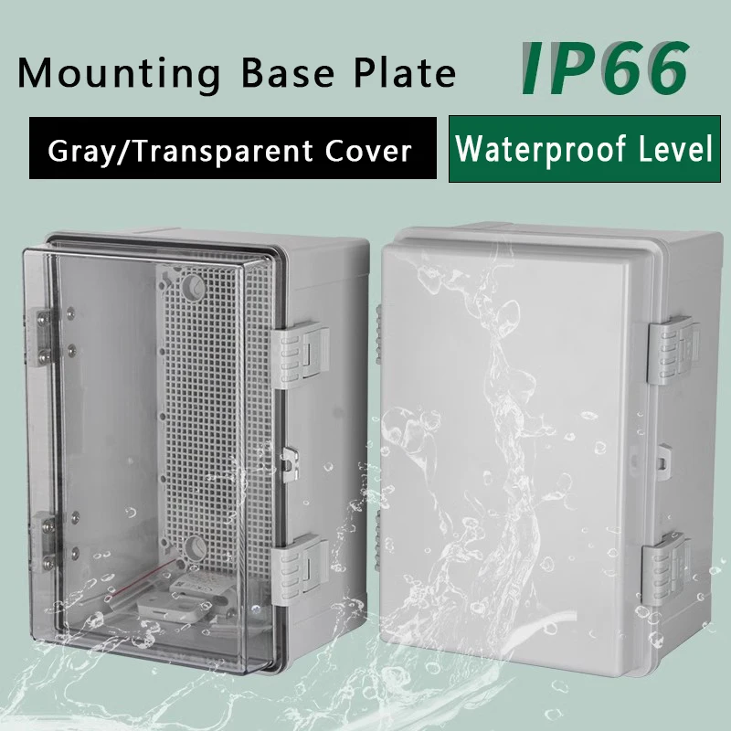 IP66 Waterproof Electrical Junction Box ABS Plastic PC Enclosure with Hinged Buckle Outdoor Power Distribution Box