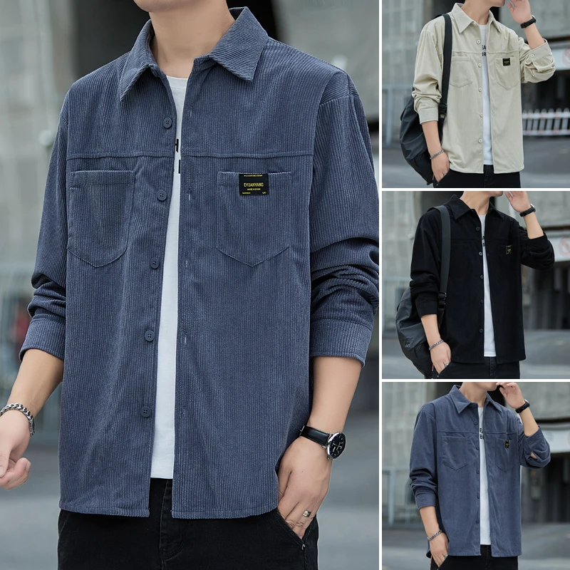 

Мужская длинная све в стиле ретро, американская вельветовая одежда High-End Feeling irt Haome, молодежная верхняя одежда из полиэстера...