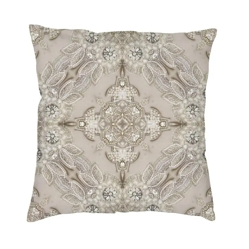 

Fashion Vintage Rhinestone Pearl Cushion Covers 40x40cm Crystals Diamonds Throw Pillow Case for Sofa Pillowcase Home Decorative