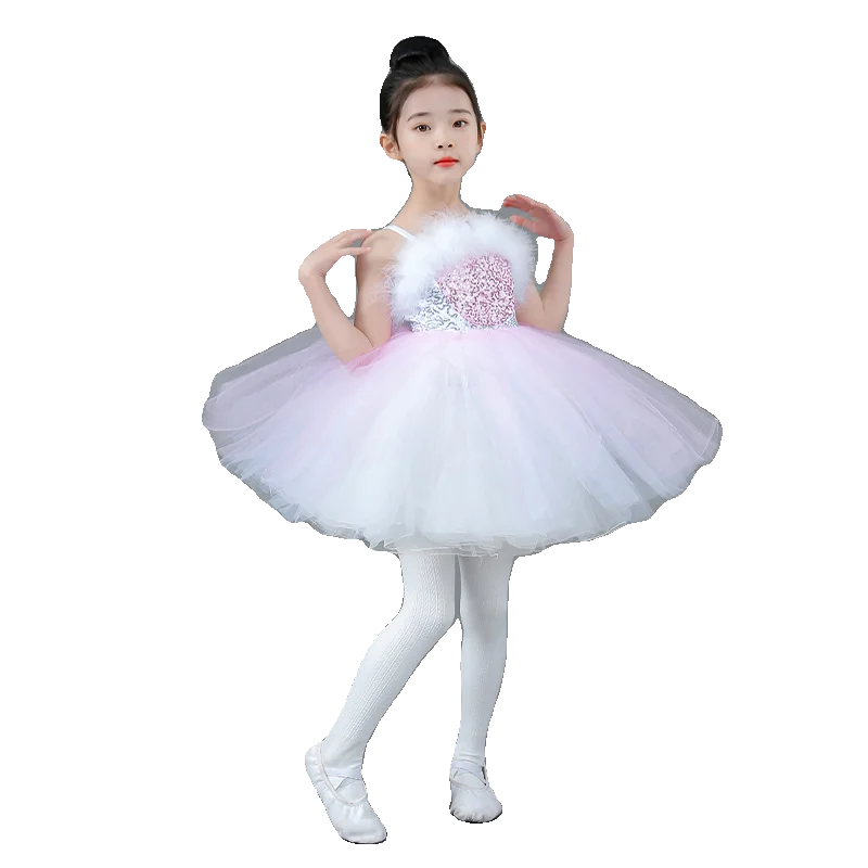 Robe de danse de ballet pour enfants, costume de danse fz, jupe de princesse, tutu de danse moderne, vêtements de performance, petite fille